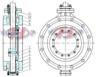 電動(dòng)軟密封蝶閥閥體結(jié)構(gòu)圖 (法蘭式)