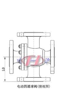 電動四通球閥(俯視圖)