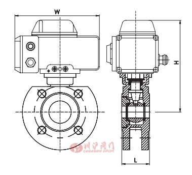 電動(dòng)高平臺(tái)對夾球閥外形尺寸