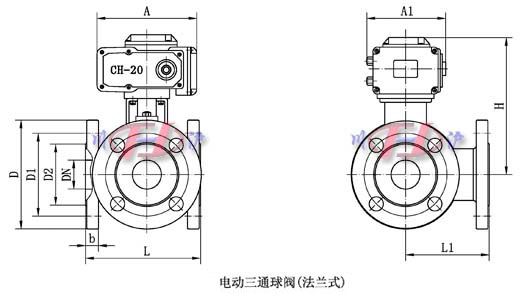 電動三通球閥外形尺寸