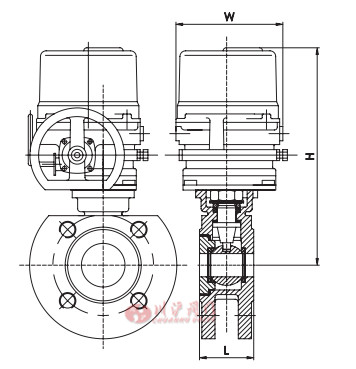 防爆電動對夾球閥外形尺寸