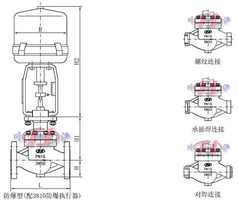 電動防爆調(diào)節(jié)閥外形尺寸圖