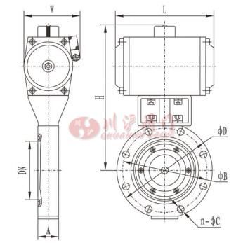 氣動高真空蝶閥外形尺寸圖 
