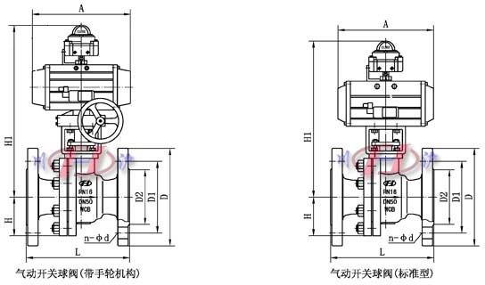 氣動開關(guān)球閥外形尺寸