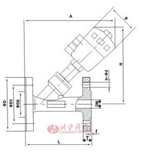 法蘭式氣動角座閥結(jié)構(gòu)圖
