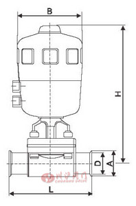 衛(wèi)生級氣動隔膜閥結(jié)構(gòu)圖